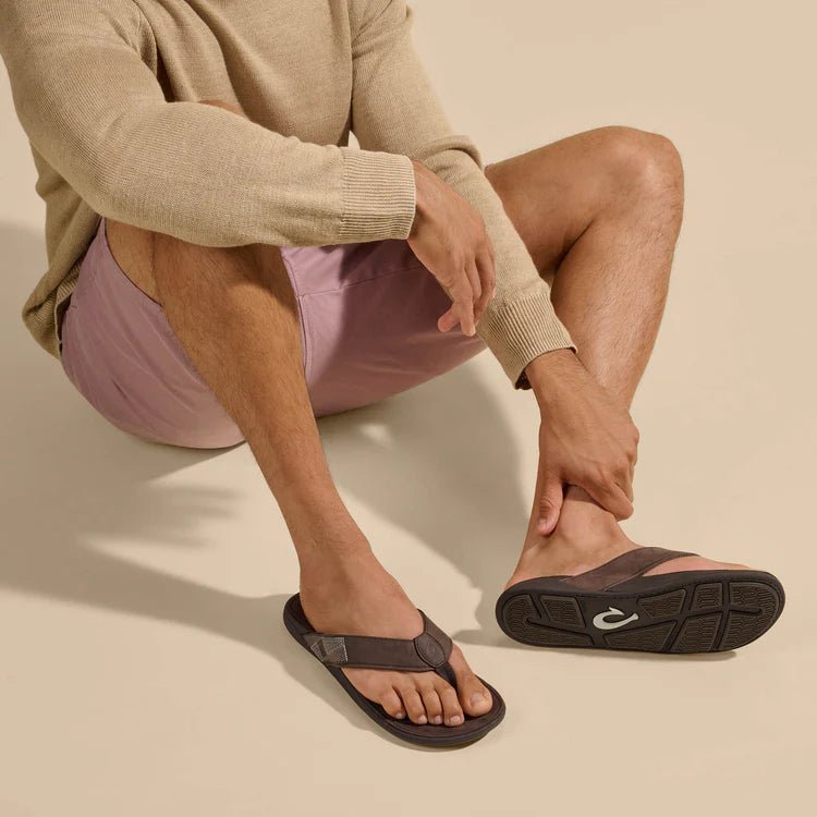 OluKai Men's Tuahine Waterproof Leather Sandals - Endless Waves
