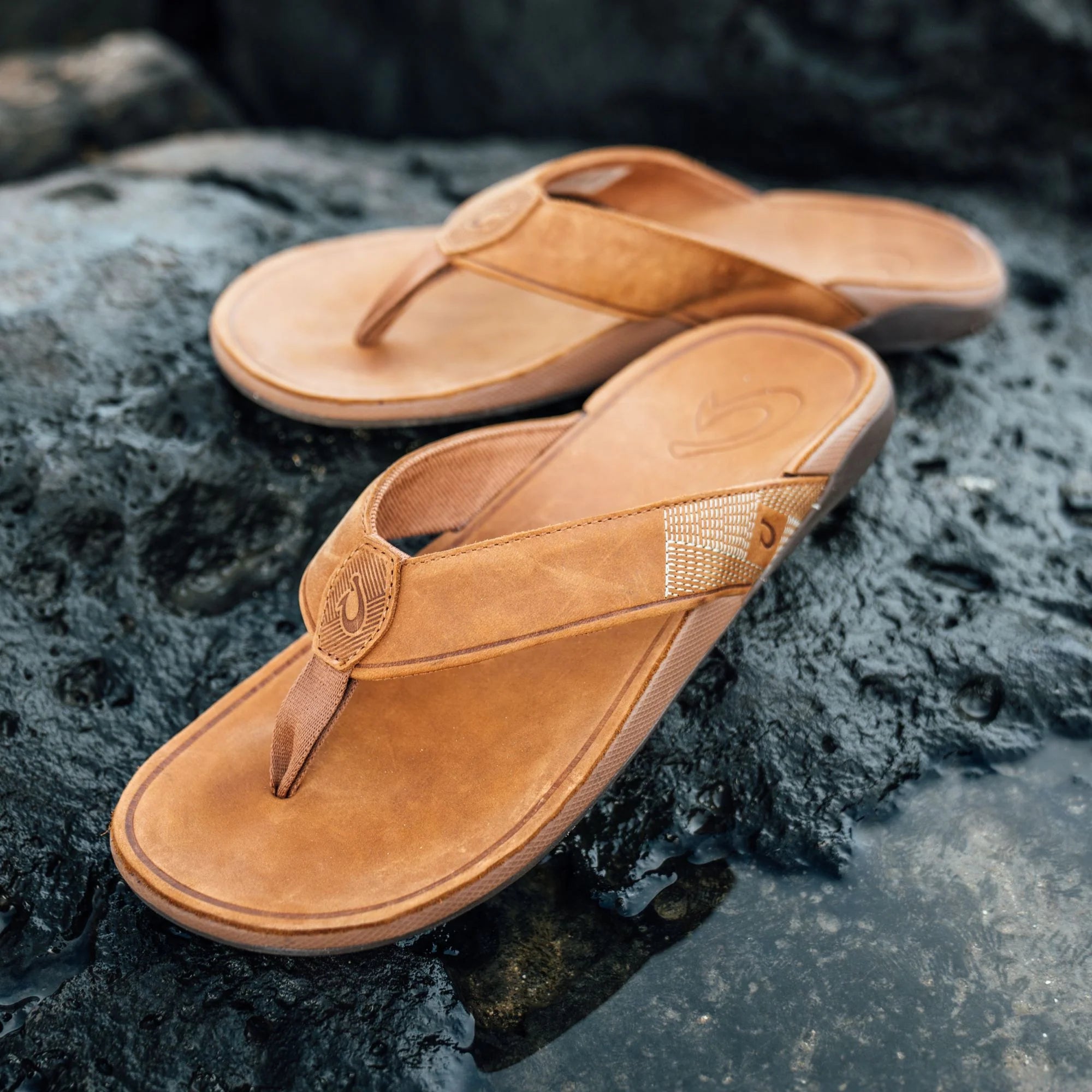 OluKai OluKai Men's Tuahine Waterproof Leather Sandals Endless Waves