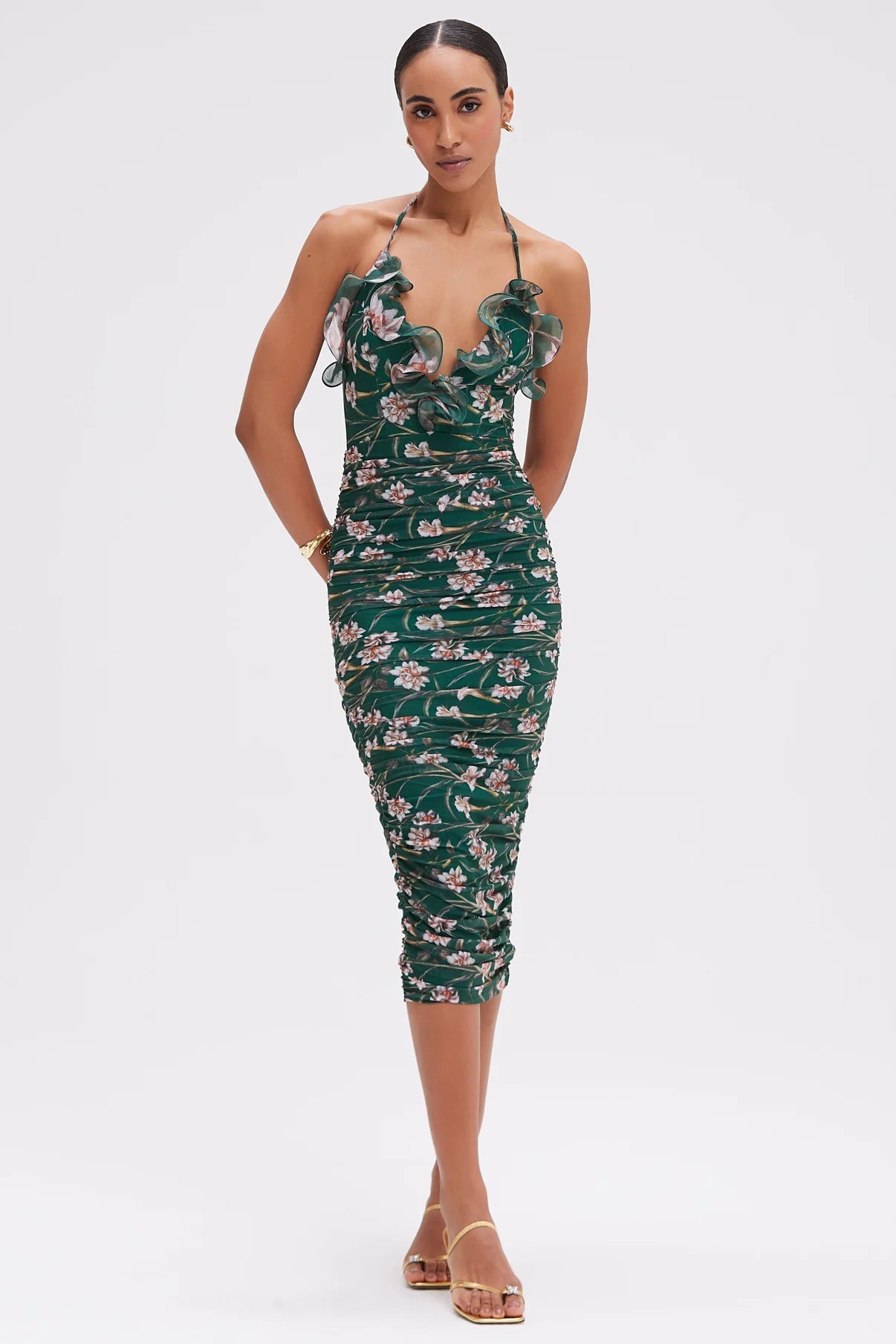 PatBO PatBO Botanic Retro Flutter Midi Dress Endless Waves
