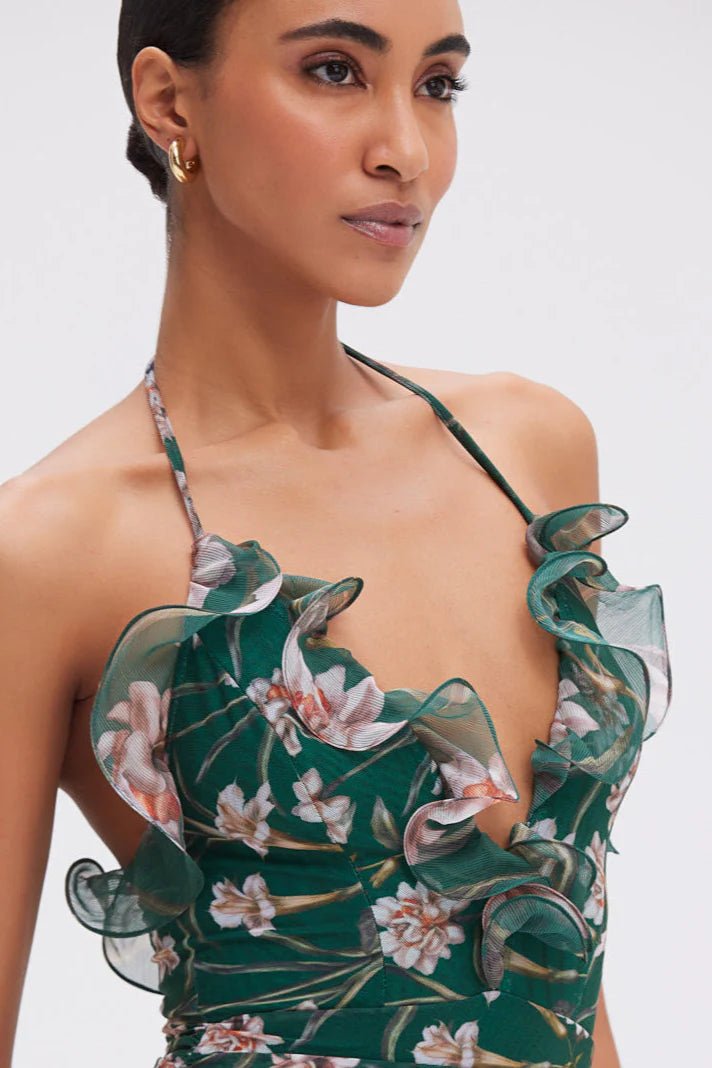 PatBO PatBO Botanic Retro Flutter Midi Dress Endless Waves