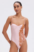 PatBO Lagoa Lycra Beaded One-Piece Swimsuit - Endless Waves