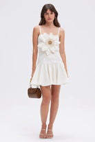 PatBO Tropic Linen Flower Mini Dress - Endless Waves