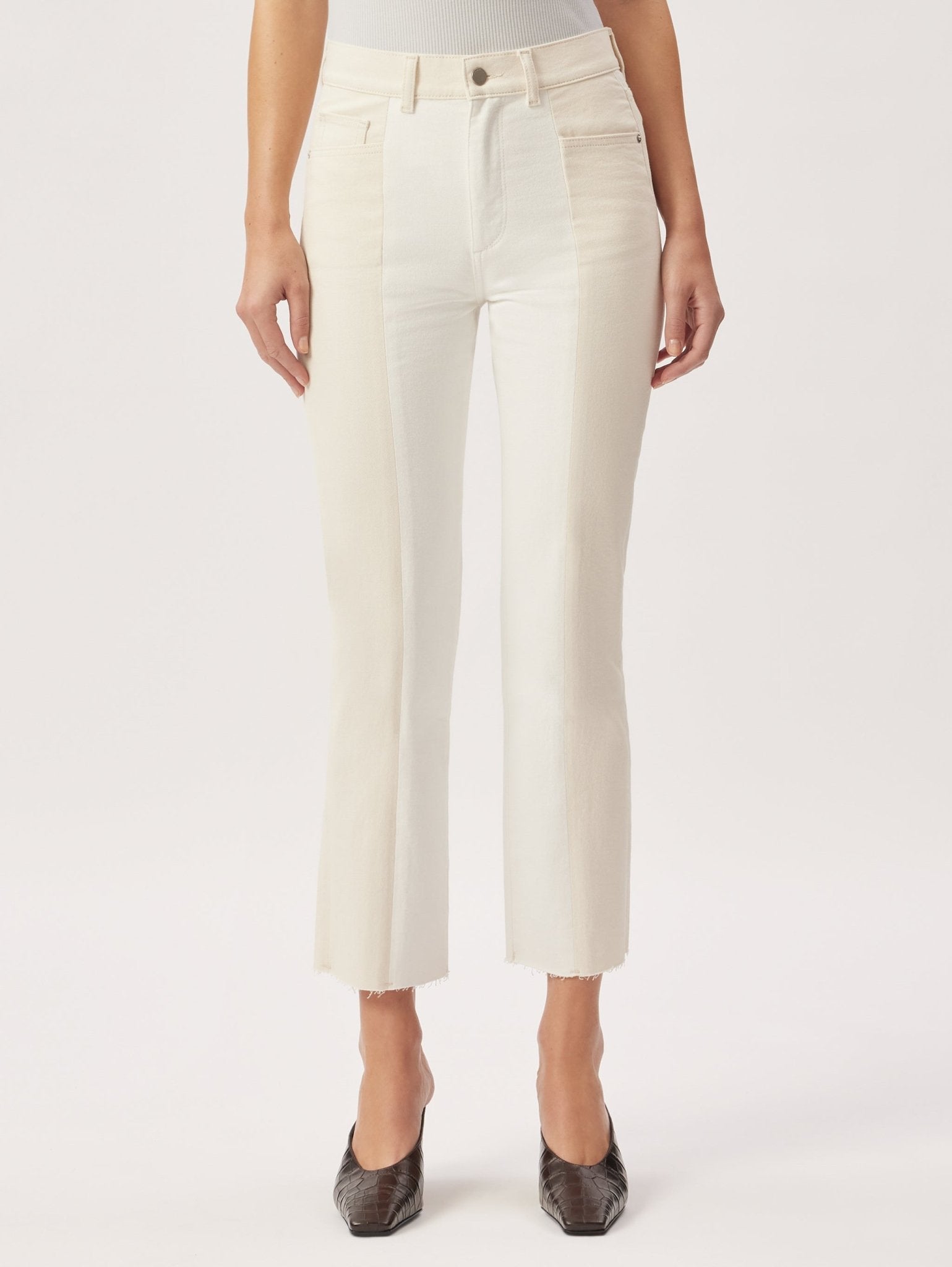 DL1961 DL1961 Patti Straight High Rise Jeans in Ecru Blocked Endless Waves