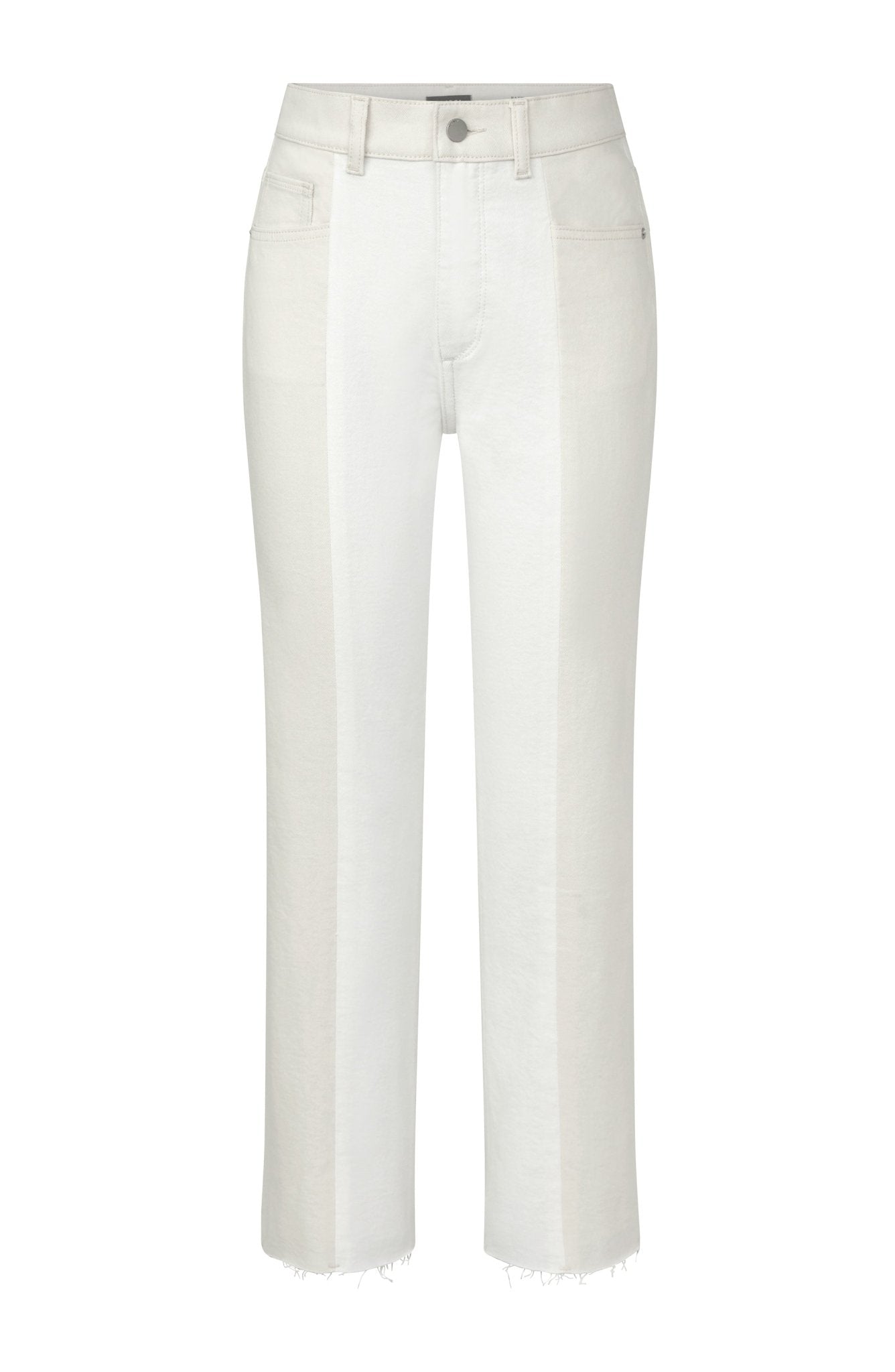 Patti Straight High Rise Jeans in Ecru Blocked - Endless Waves