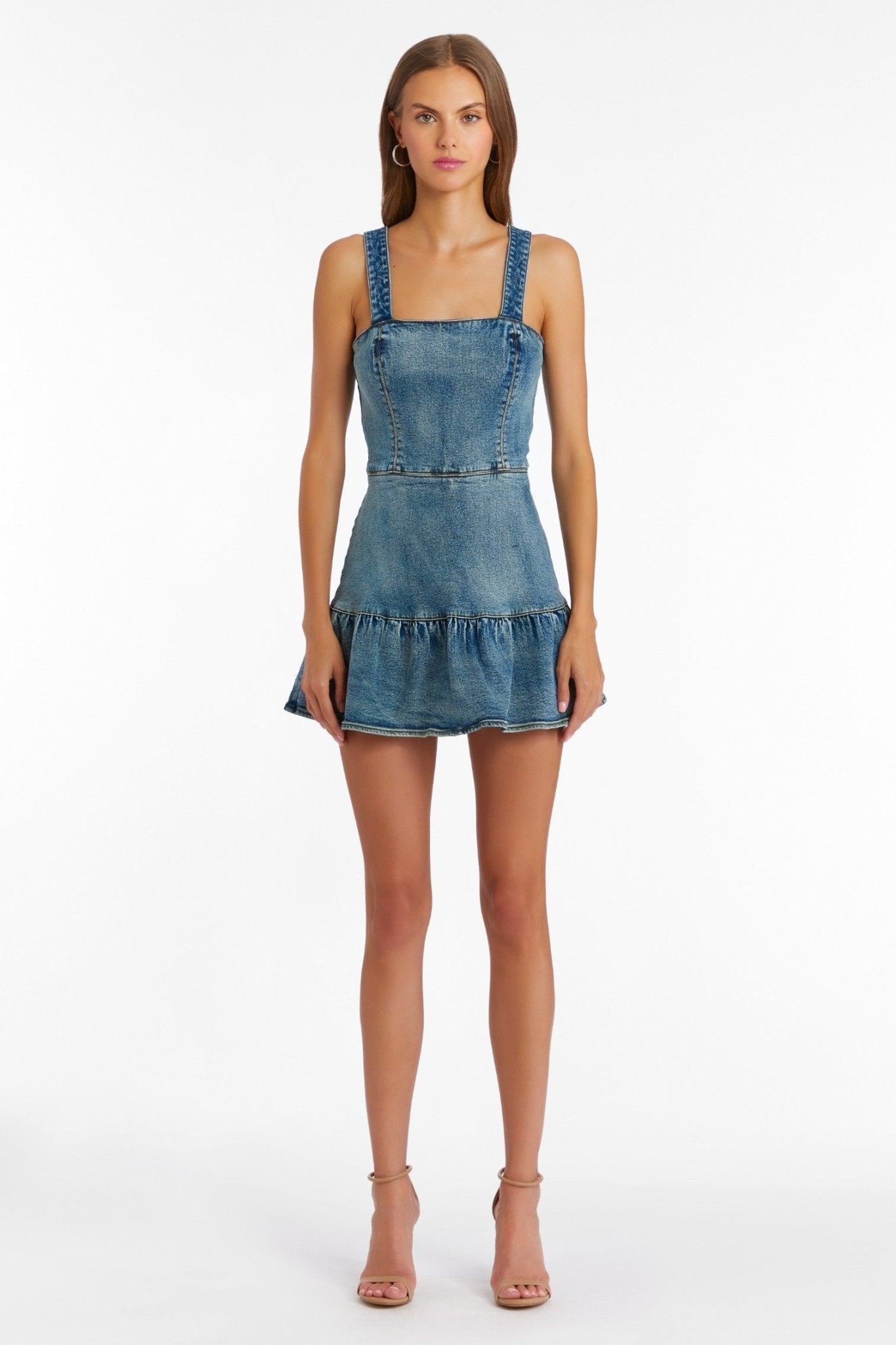 Piper Skort Romper in Denim - Endless Waves