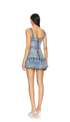 Piper Skort Romper in Denim - Endless Waves