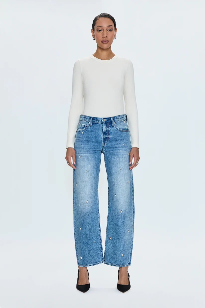 Pistola Lexi Mid Rise Bowed Straight Jean - Endless Waves