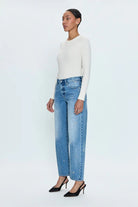 Pistola Lexi Mid Rise Bowed Straight Jean - Endless Waves