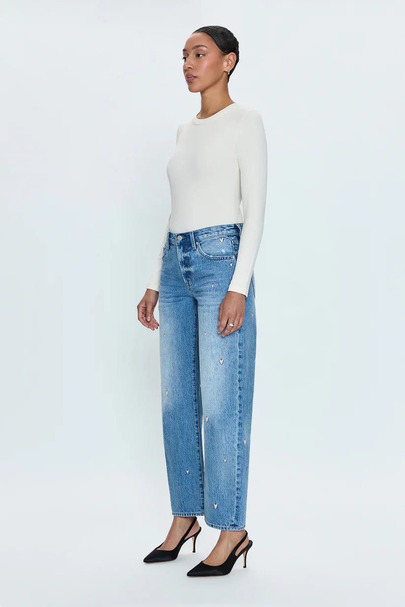 Pistola Lexi Mid Rise Bowed Straight Jean - Endless Waves