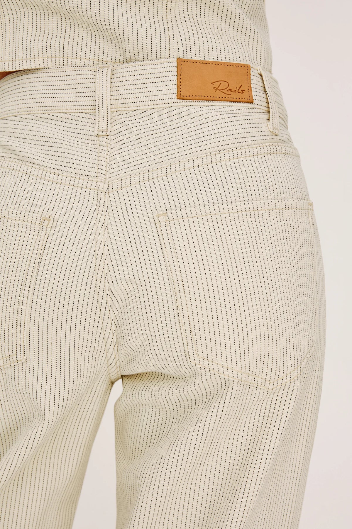 Runway preview: The Rails Belmont Pant in Ecru Railroad Stripe, a high-waisted corduroy style handpicked by Sloane for the Born to Runway event at The Asbury Hotel.