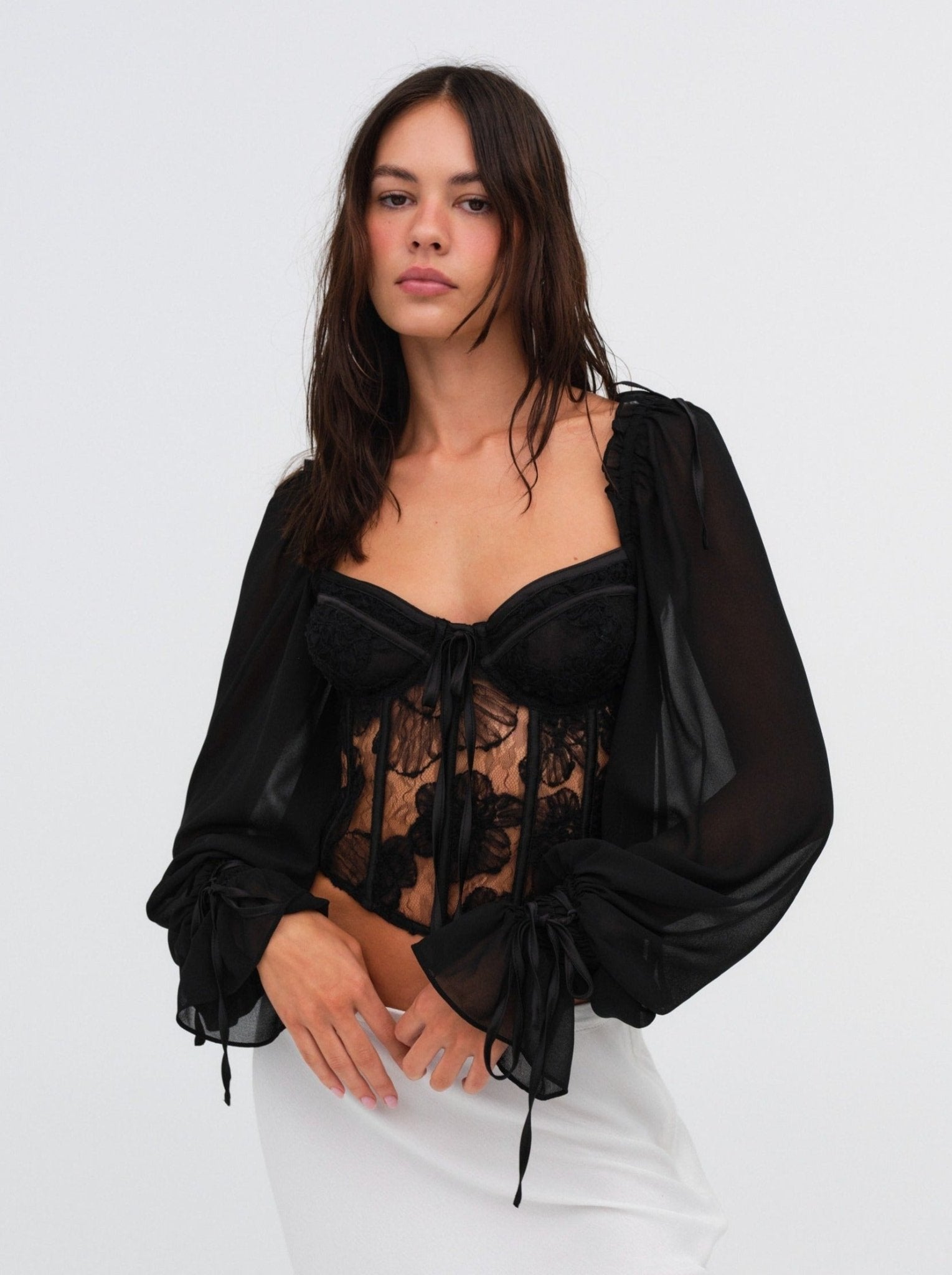 For Love & Lemons Sade Sheer Corset Top | Endless Waves