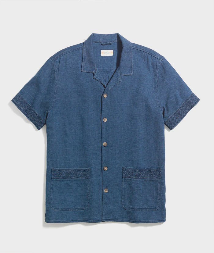 Marine Layer Marine Layer Sawyer Indigo Camp Shirt - Final Sale Endless Waves
