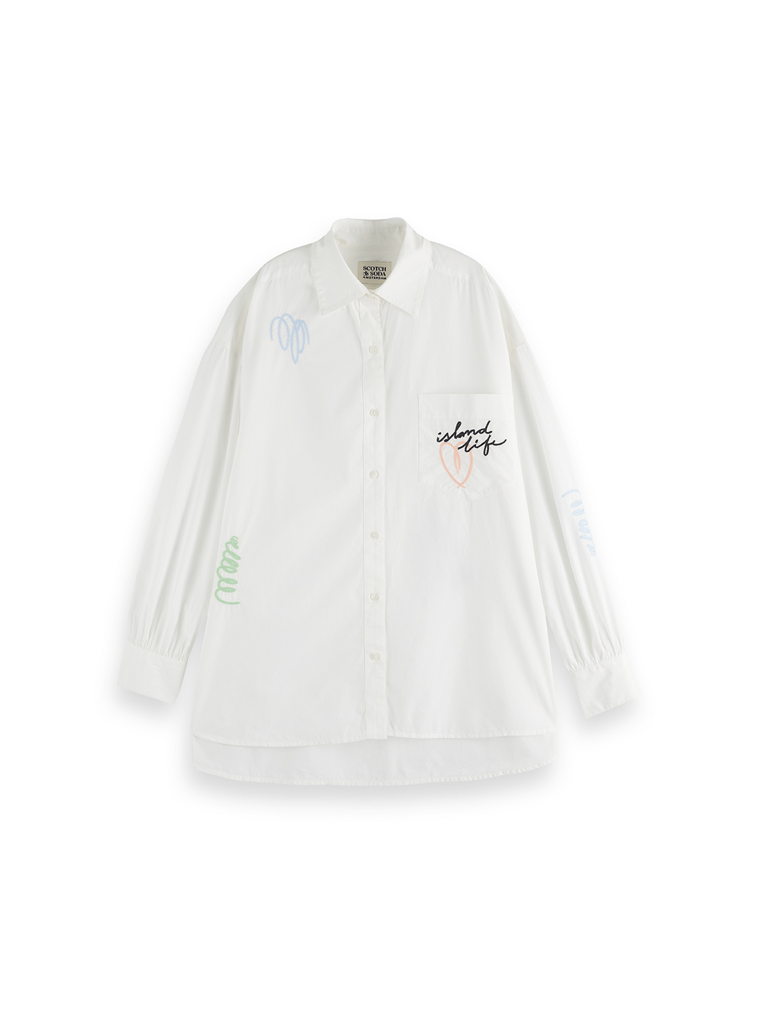 Scotch & Soda Scotch & Soda Embroidered Poplin Shirt Endless Waves