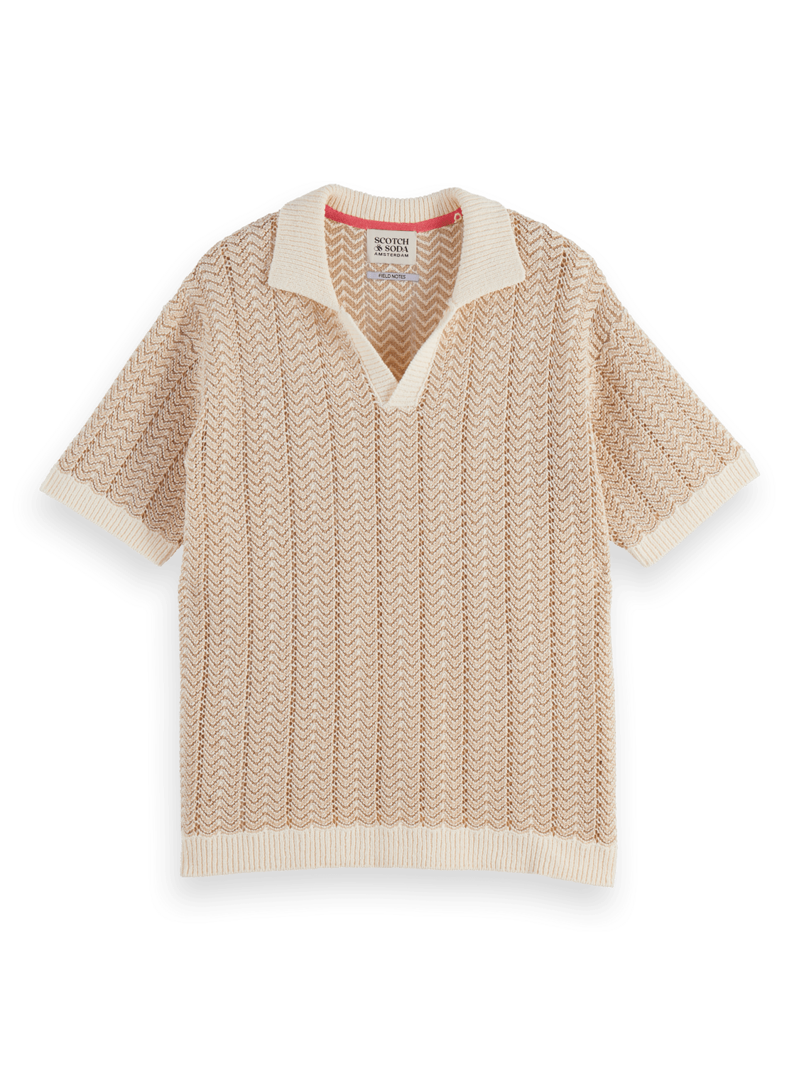 Scotch & Soda Scotch & Soda Open Structured Knitted V - neck Shirt Endless Waves