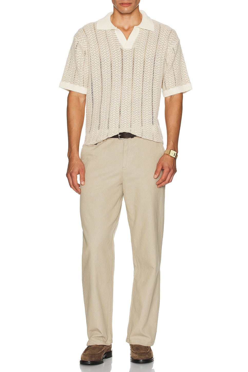 Scotch & Soda Scotch & Soda Open Structured Knitted V - neck Shirt Endless Waves