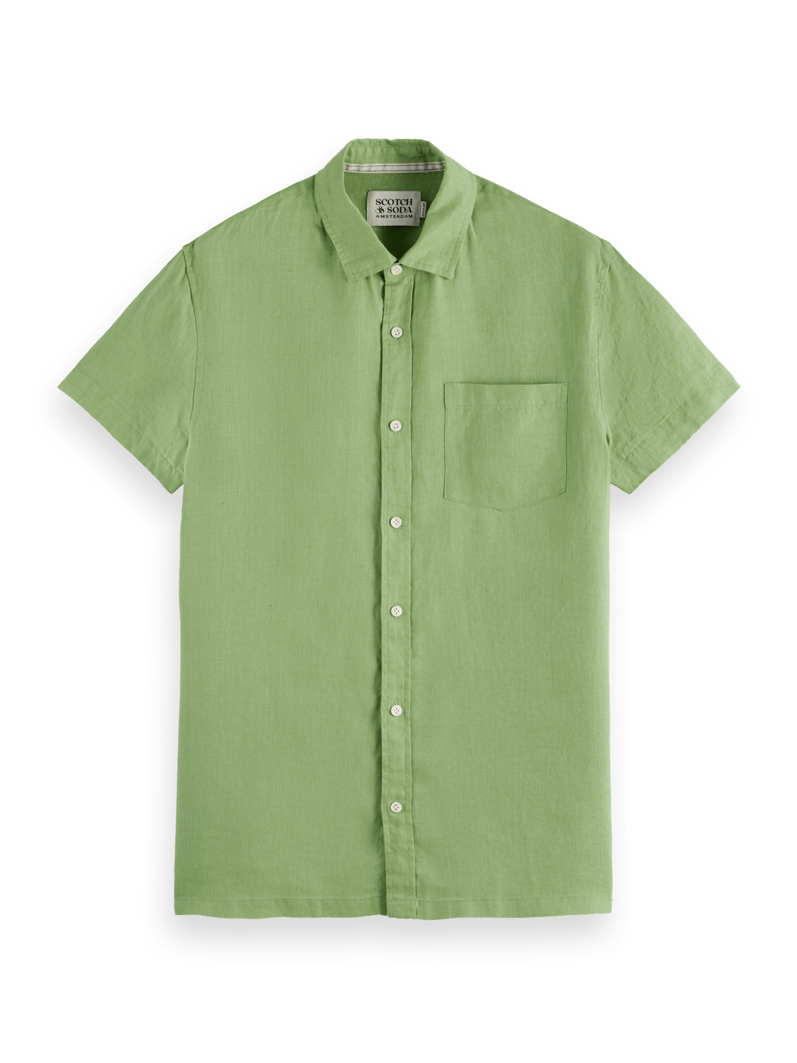 Scotch & Soda Scotch & Soda Regular Fit Linen Short Sleeve Shirt Endless Waves