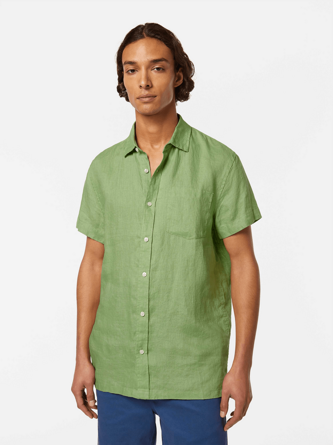 Scotch & Soda Scotch & Soda Regular Fit Linen Short Sleeve Shirt Endless Waves
