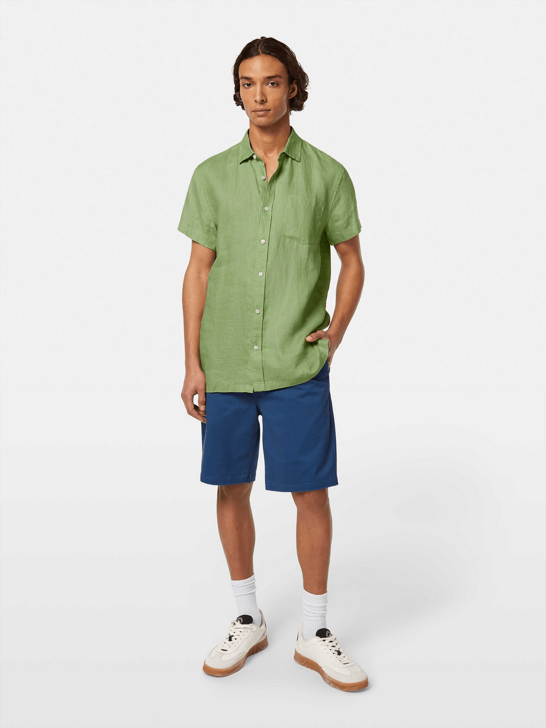 Scotch & Soda Scotch & Soda Regular Fit Linen Short Sleeve Shirt Endless Waves