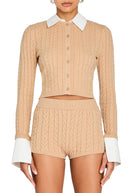 SER.O.YA Eloise Cable Knit Cardigan - Endless Waves