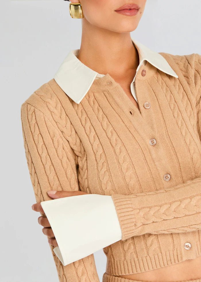 SER.O.YA Eloise Cable Knit Cardigan - Endless Waves