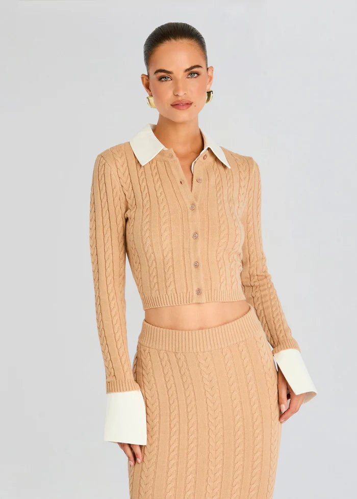 SER.O.YA Eloise Cable Knit Cardigan - Endless Waves