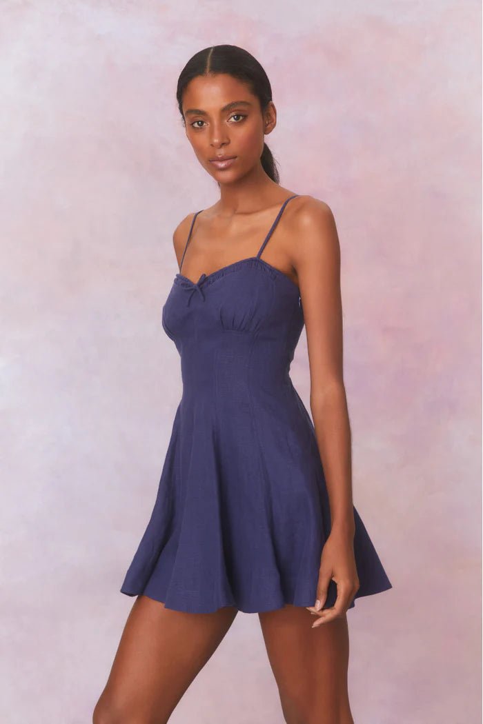 LoveShackFancy LoveShackFancy Shai Linen Mini Dress Endless Waves