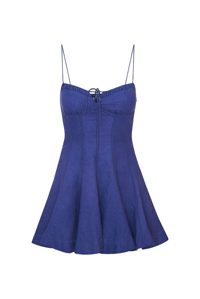 LoveShackFancy LoveShackFancy Shai Linen Mini Dress Endless Waves