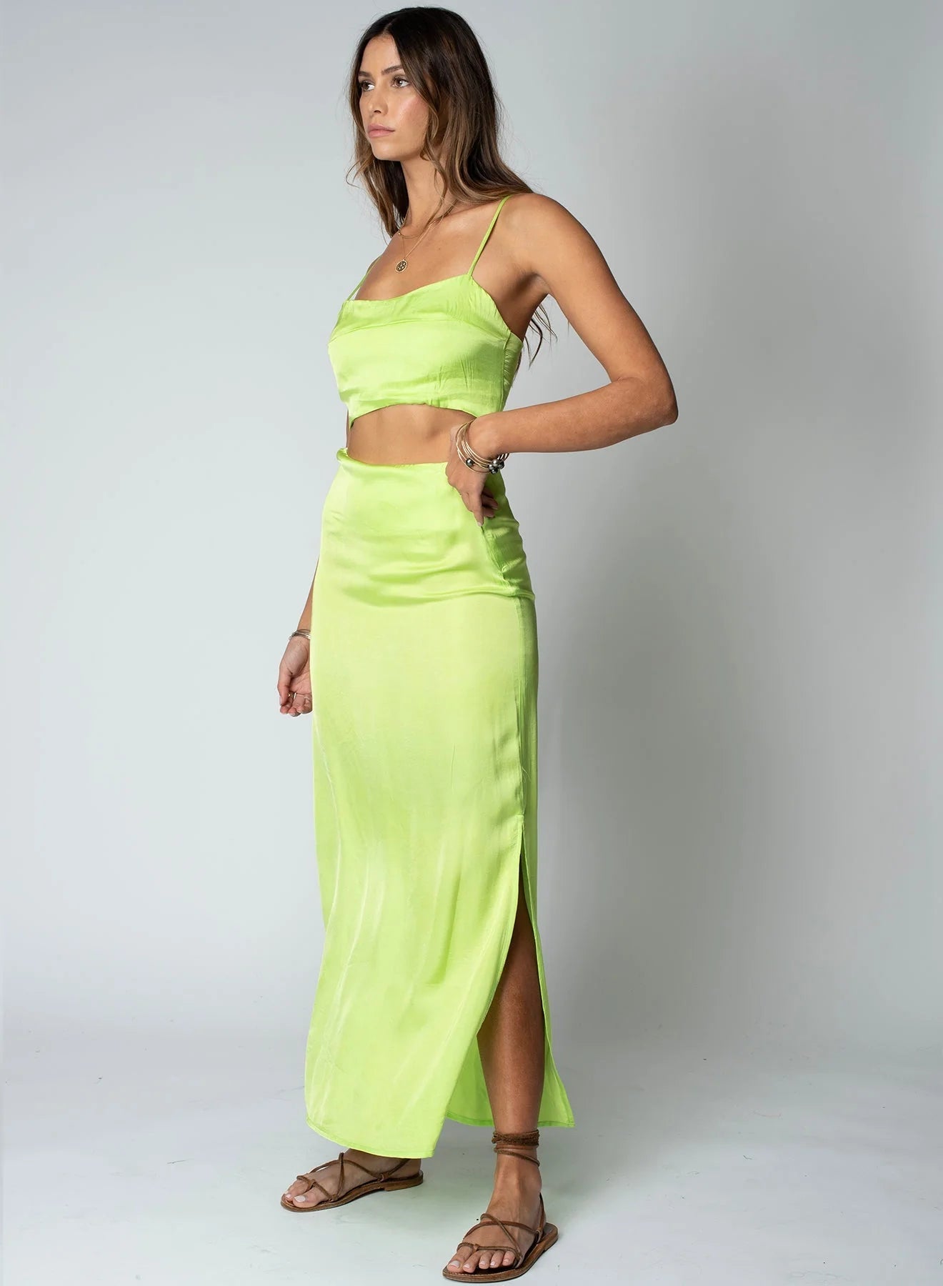 Stillwater Silky Le Bra Top in Lime - Endless Waves