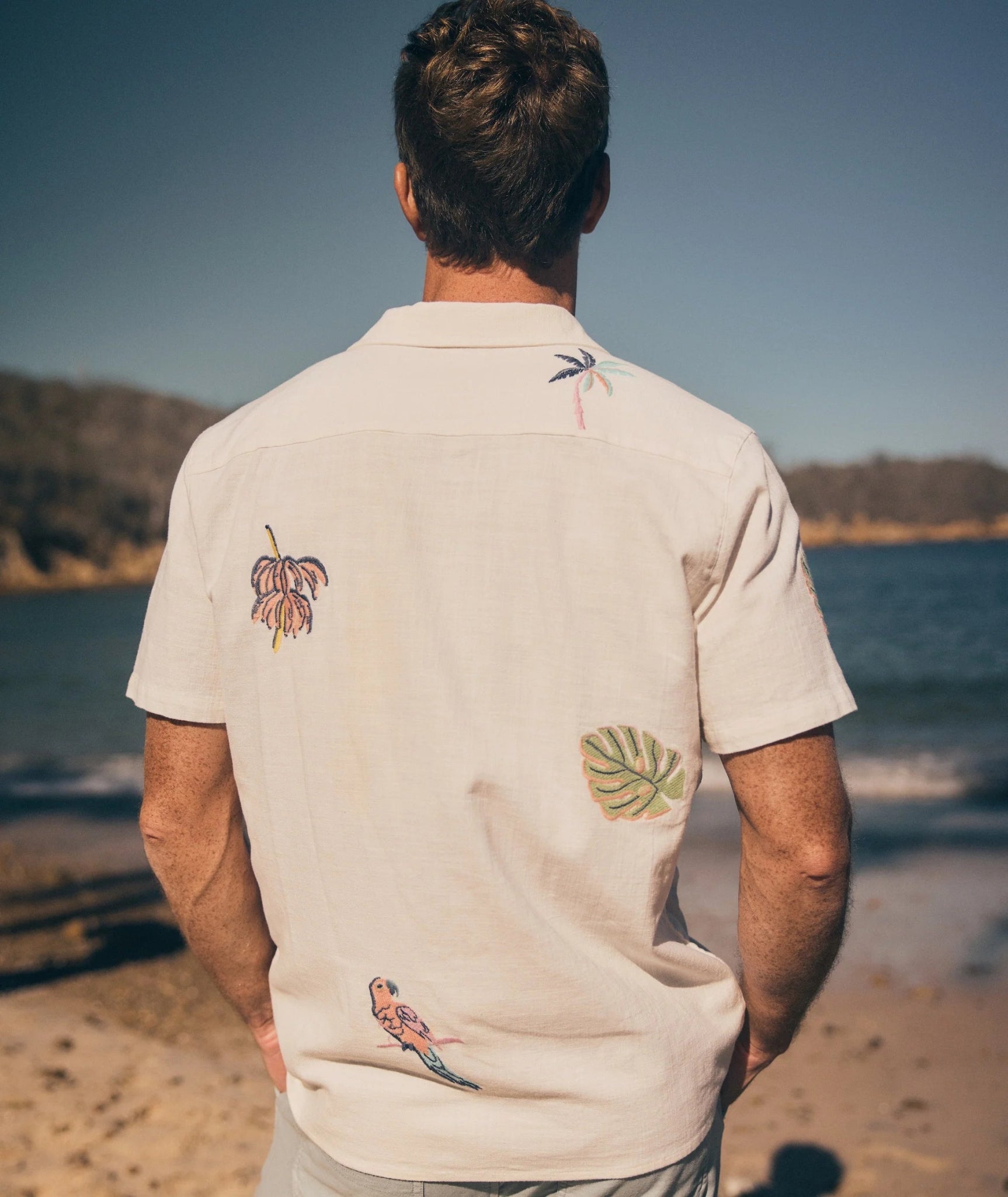 Stretch Selvage Embroidered Resort Shirt - Endless Waves