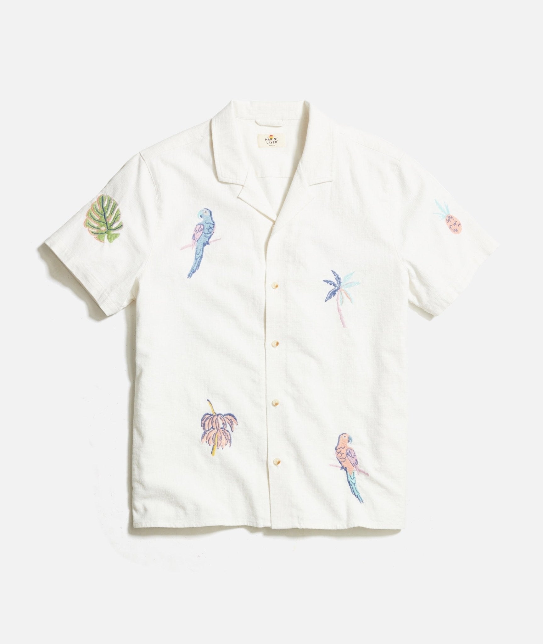 Stretch Selvage Embroidered Resort Shirt - Endless Waves