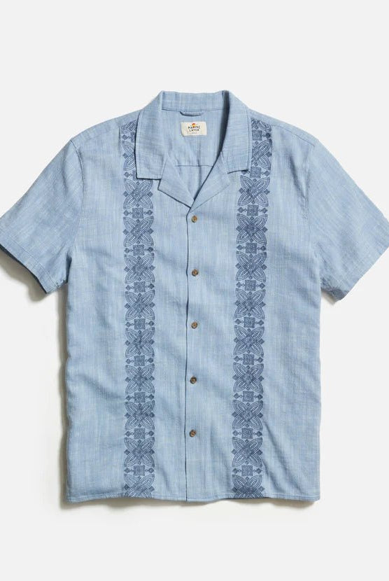 Stretch Selvage Embroidered Resort Shirt - Endless Waves