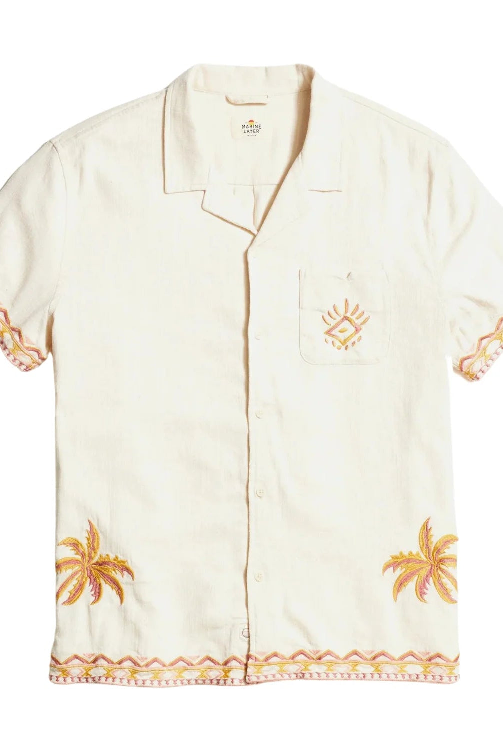 Stretch Selvage Embroidered Resort Shirt - Endless Waves