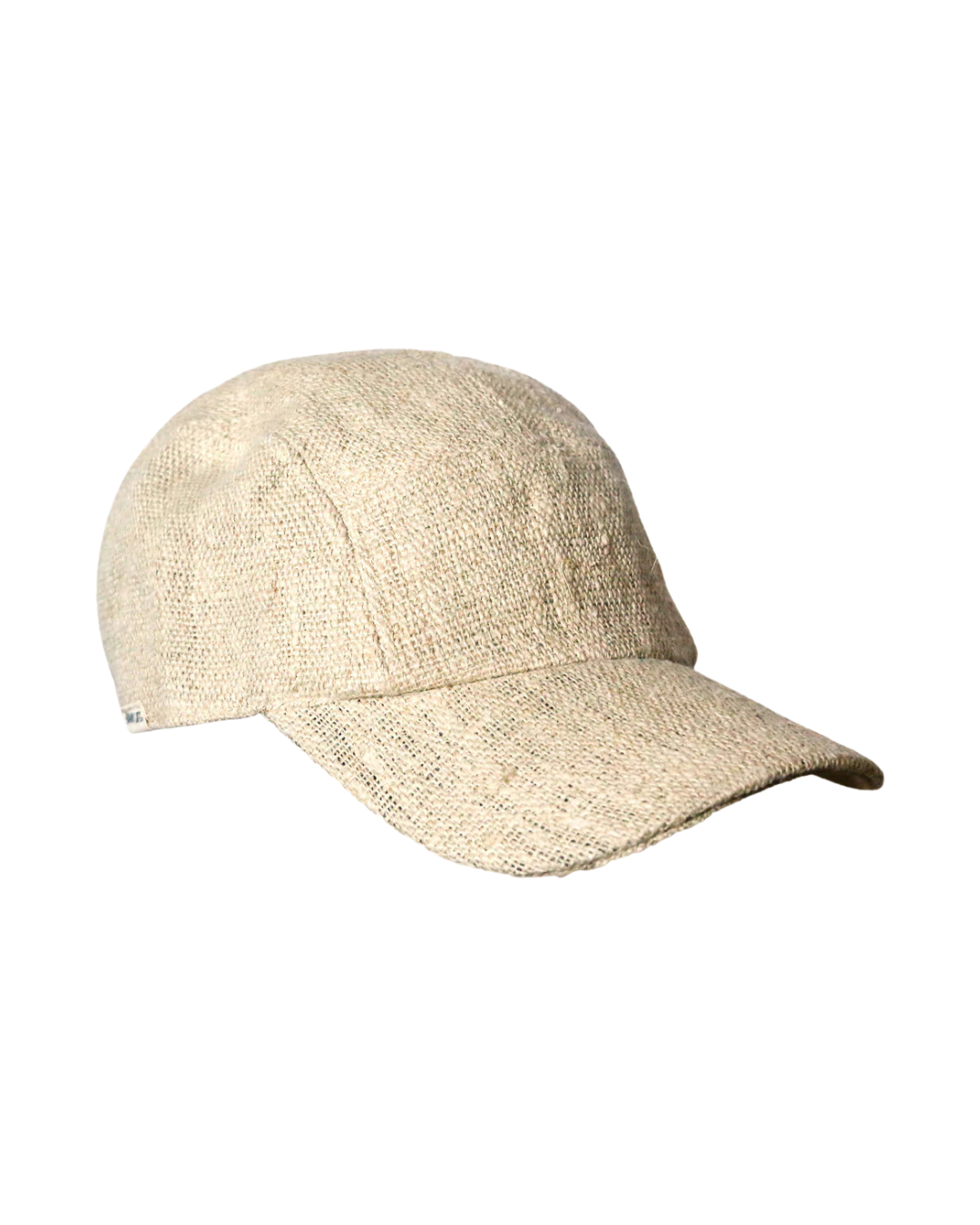 A light beige textured baseball cap with a curved brim, shown against a plain white background.