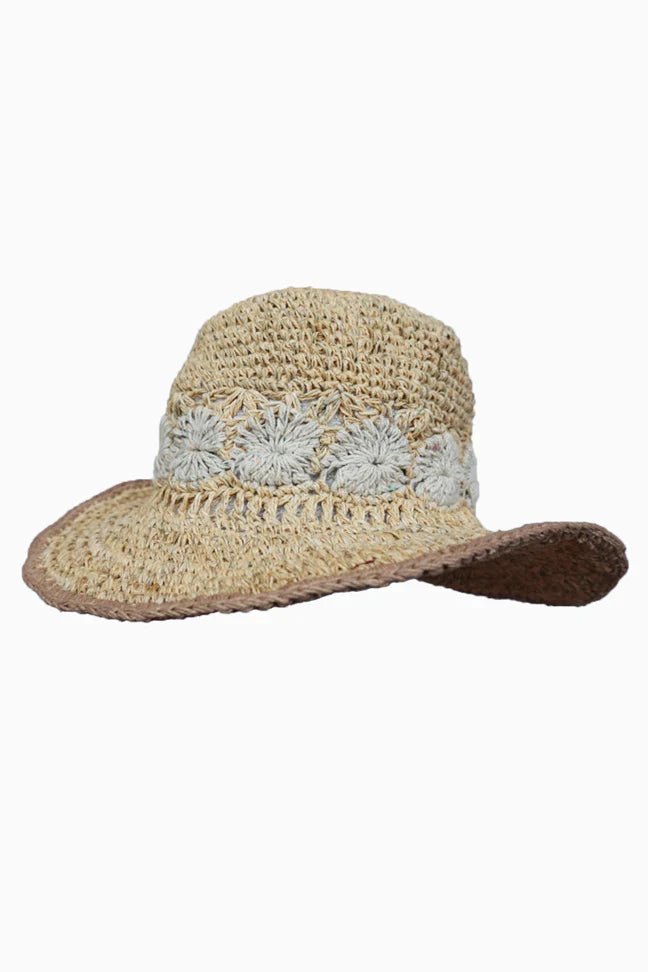 Sunny Life Blonde Flower Crochet Sun Hat
