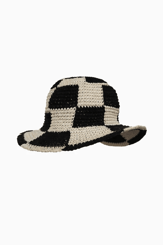 Sunny Life Checkered Crochet Sun Hat