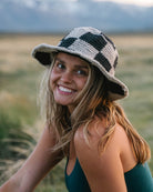 Sunny Life Checkered Crochet Sun Hat