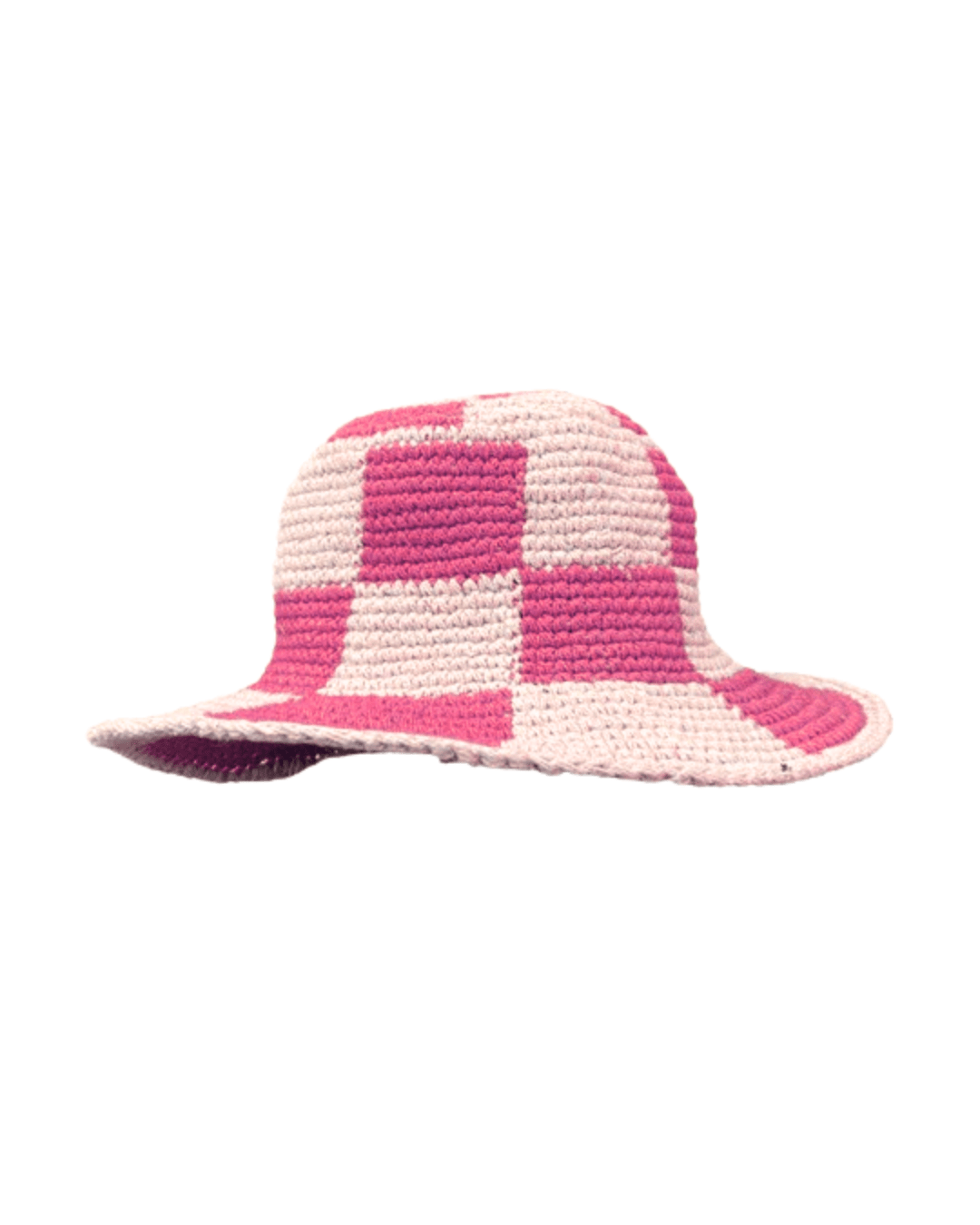 Sunny Life Pink Checkered Crochet Sun Hat