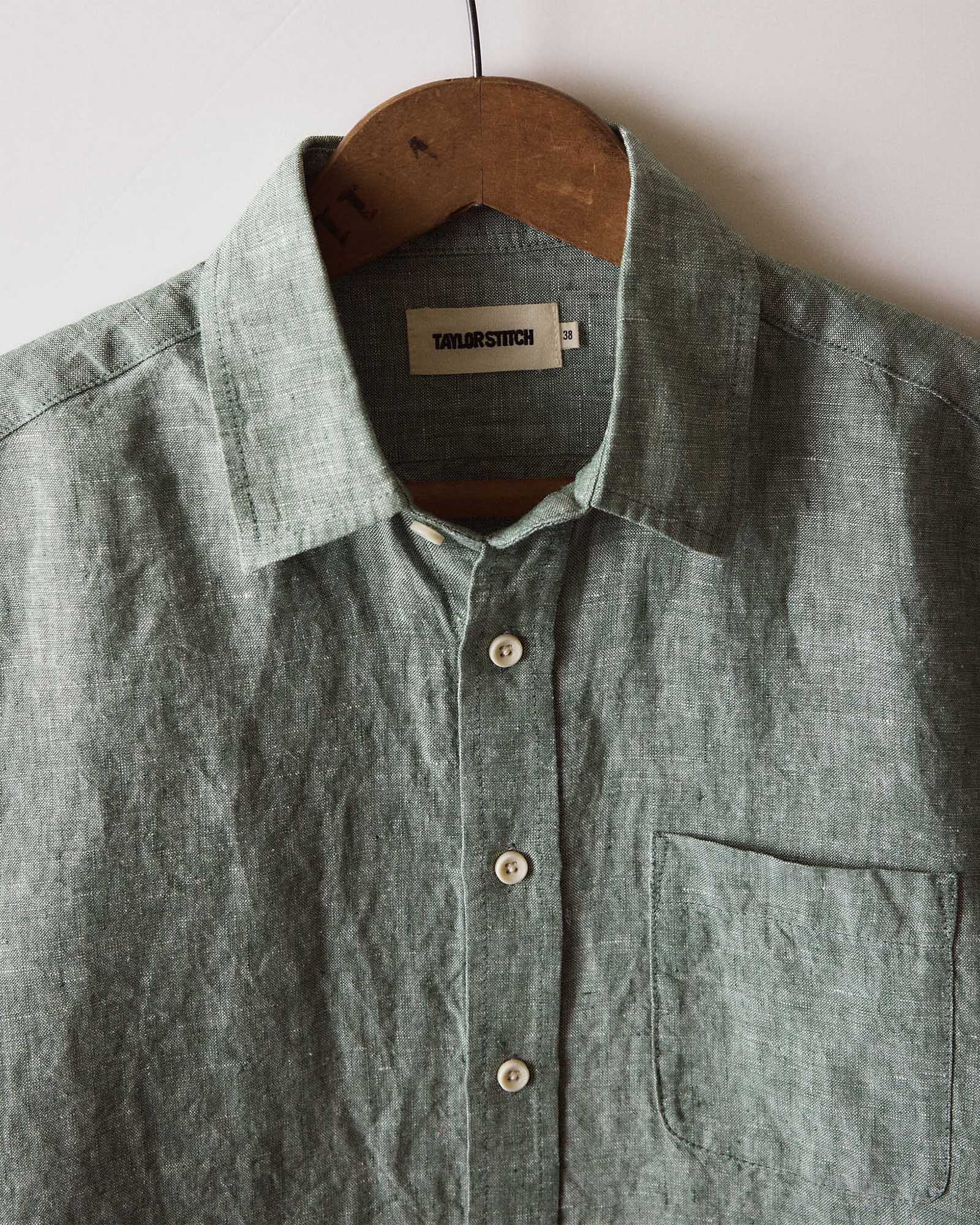 Taylor Stitch Short Sleeve California in Cilantro Hemp - Endless Waves