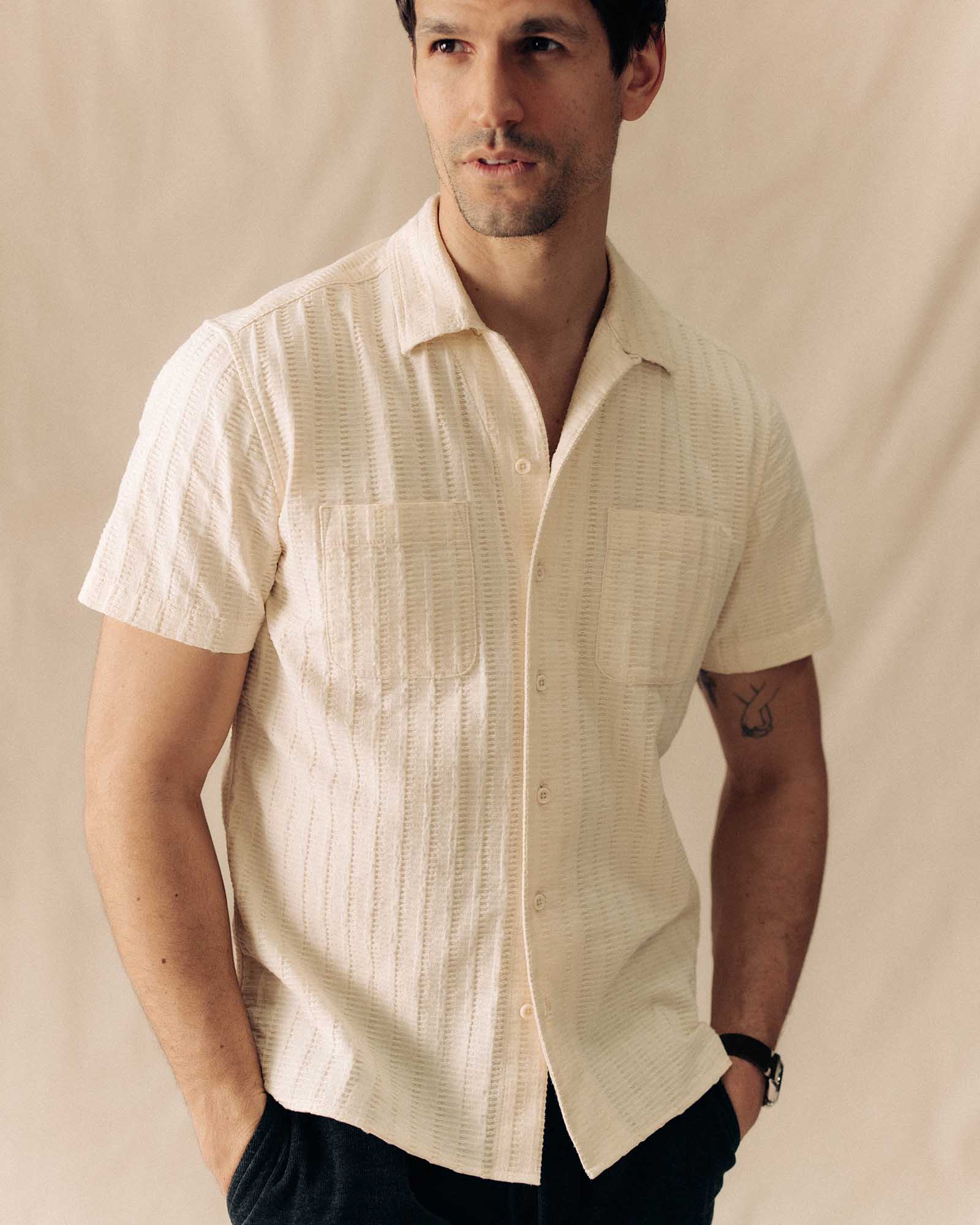 Taylor Stitch Taylor Stitch the Conrad Shirt in Vintage White Dobby Stripe Endless Waves