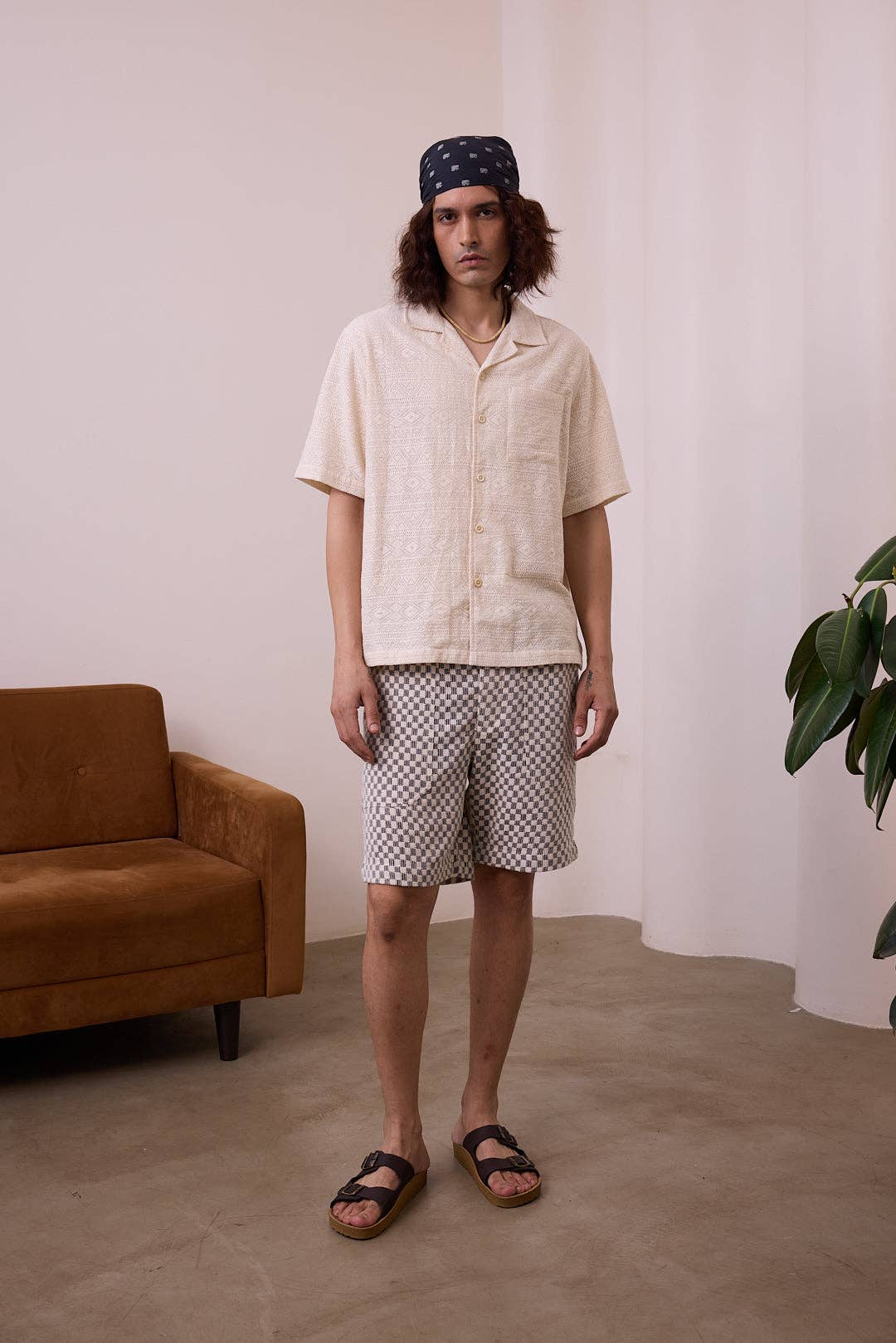 Umber & Ochre Lace Aztec Khushi Camp Shirt
