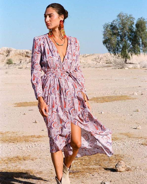 Desert Queen Purple Paisley Valera Midi Dress Endless Waves