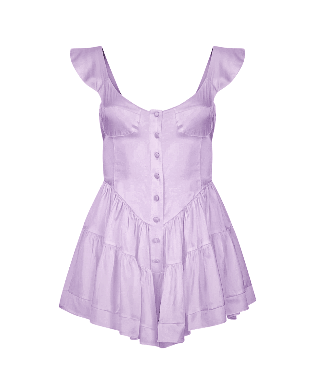 Vanessa Mooney Purple Satin Romper Dress