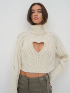 Vera Cropped Heart Cut Out Sweater - Final Sale - Endless Waves