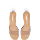 Vivi Lucite Mule In Tan Leather and Vinyl - Endless Waves