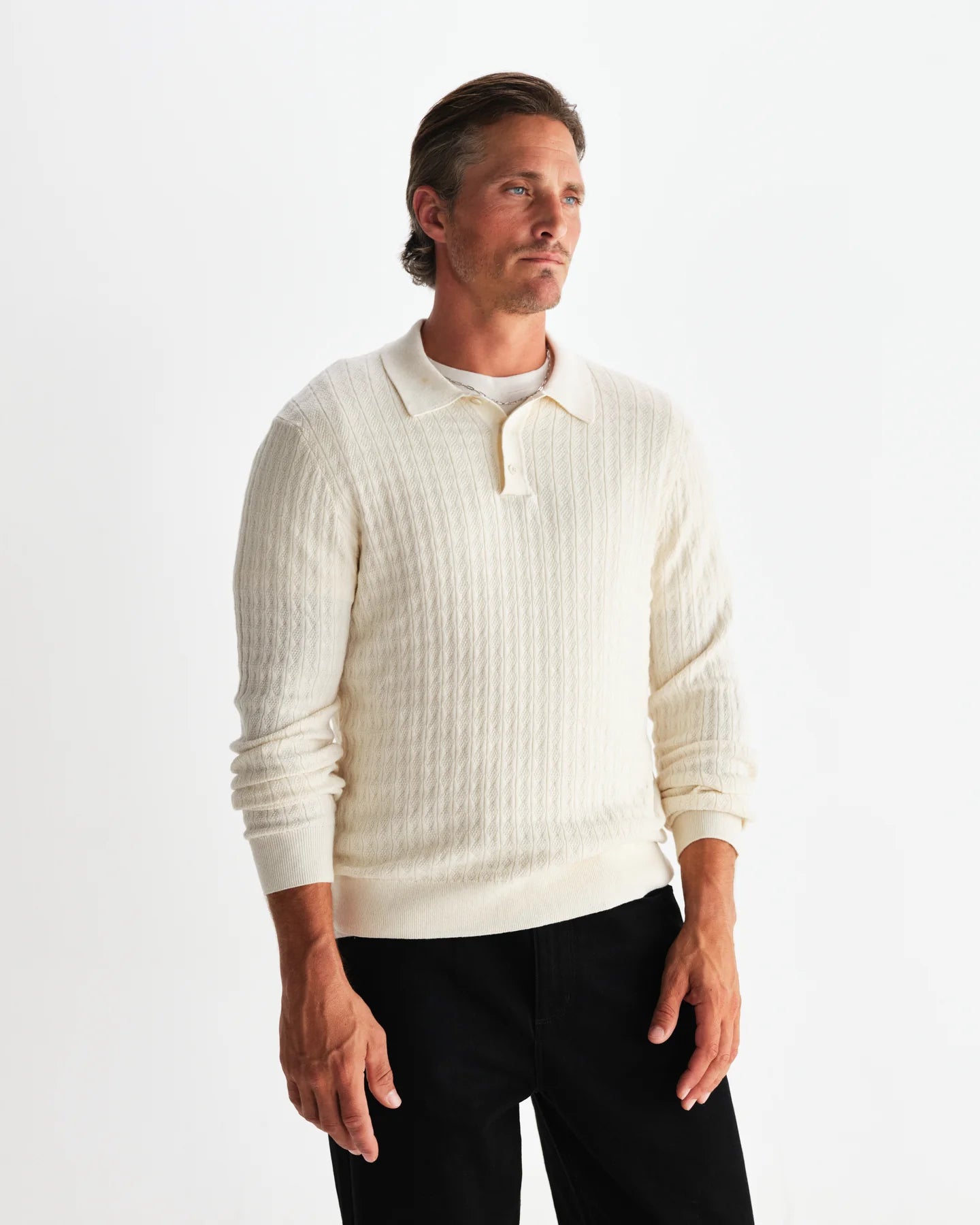 Wax London Oban Diamond Stripe Knitted Polo - Endless Waves