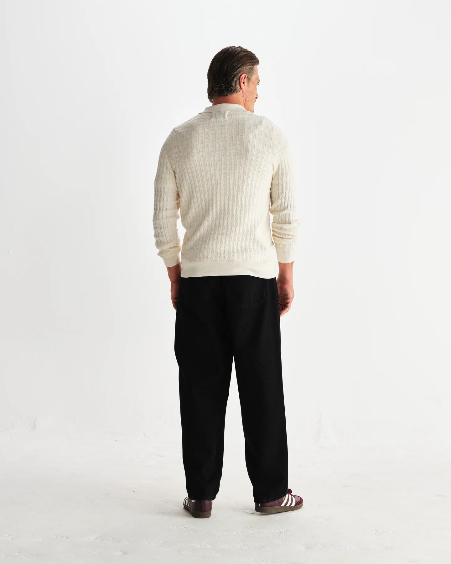 Wax London Wax London Oban Diamond Stripe Knitted Polo Endless Waves