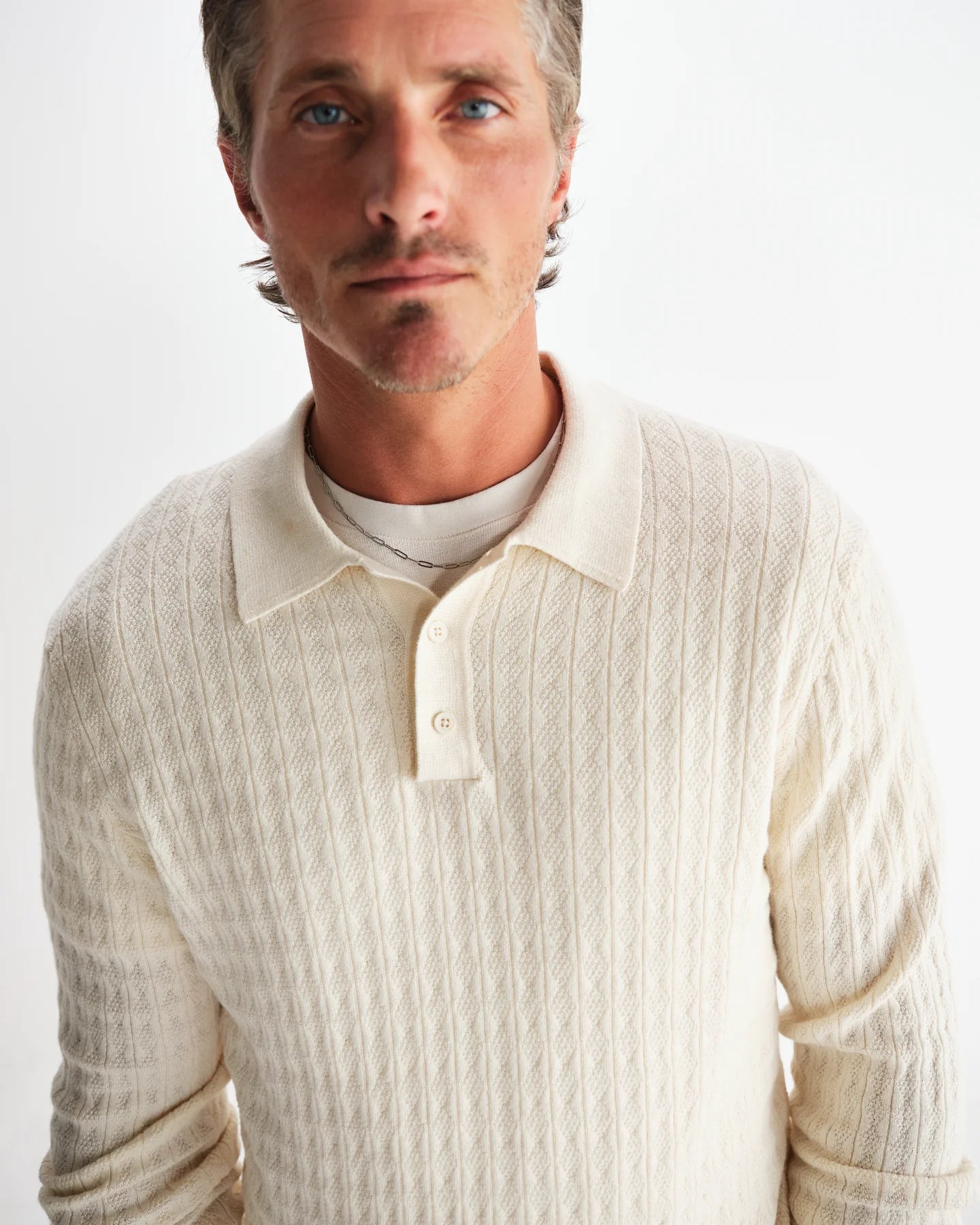 Wax London Oban Diamond Stripe Knitted Polo - Endless Waves
