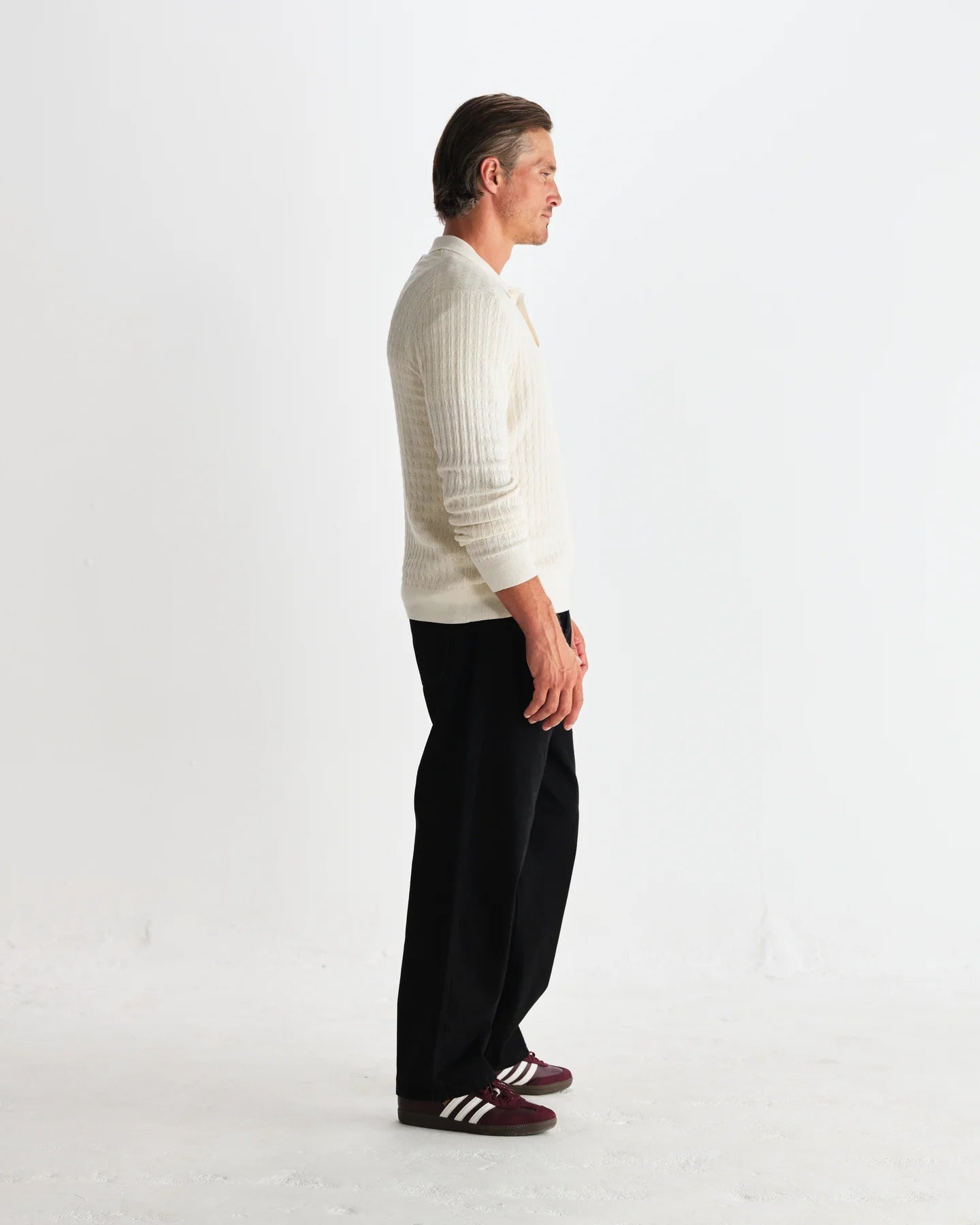 Wax London Oban Diamond Stripe Knitted Polo - Endless Waves