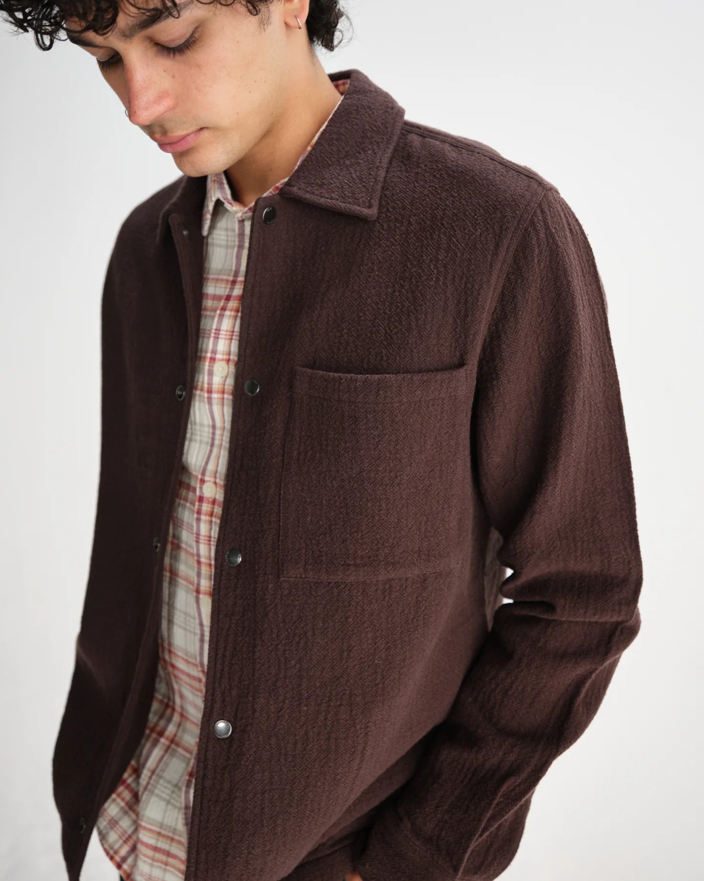 Wax London Romer Heavy Crinkle Cotton Overshirt - Endless Waves