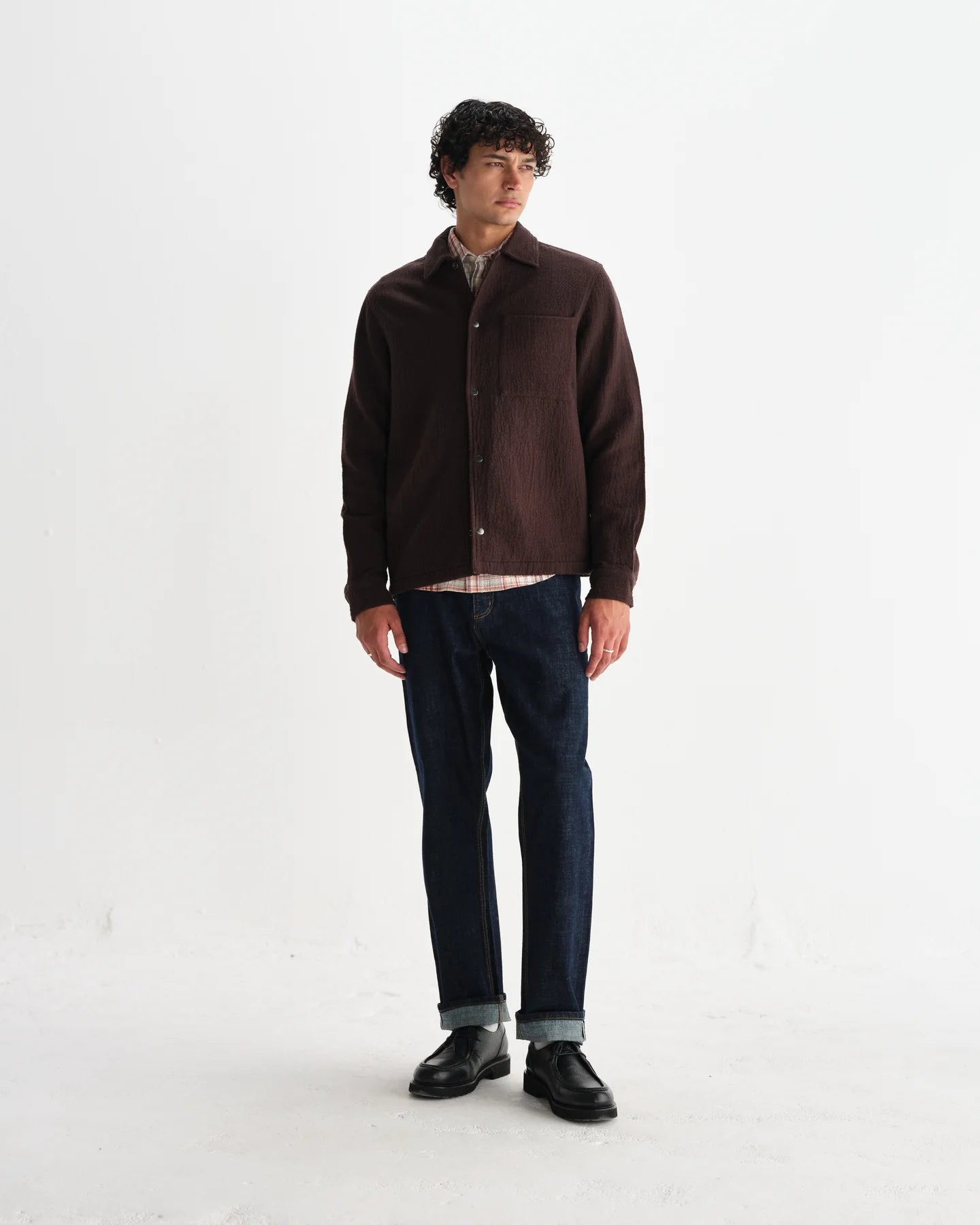 Wax London Romer Heavy Crinkle Cotton Overshirt - Endless Waves